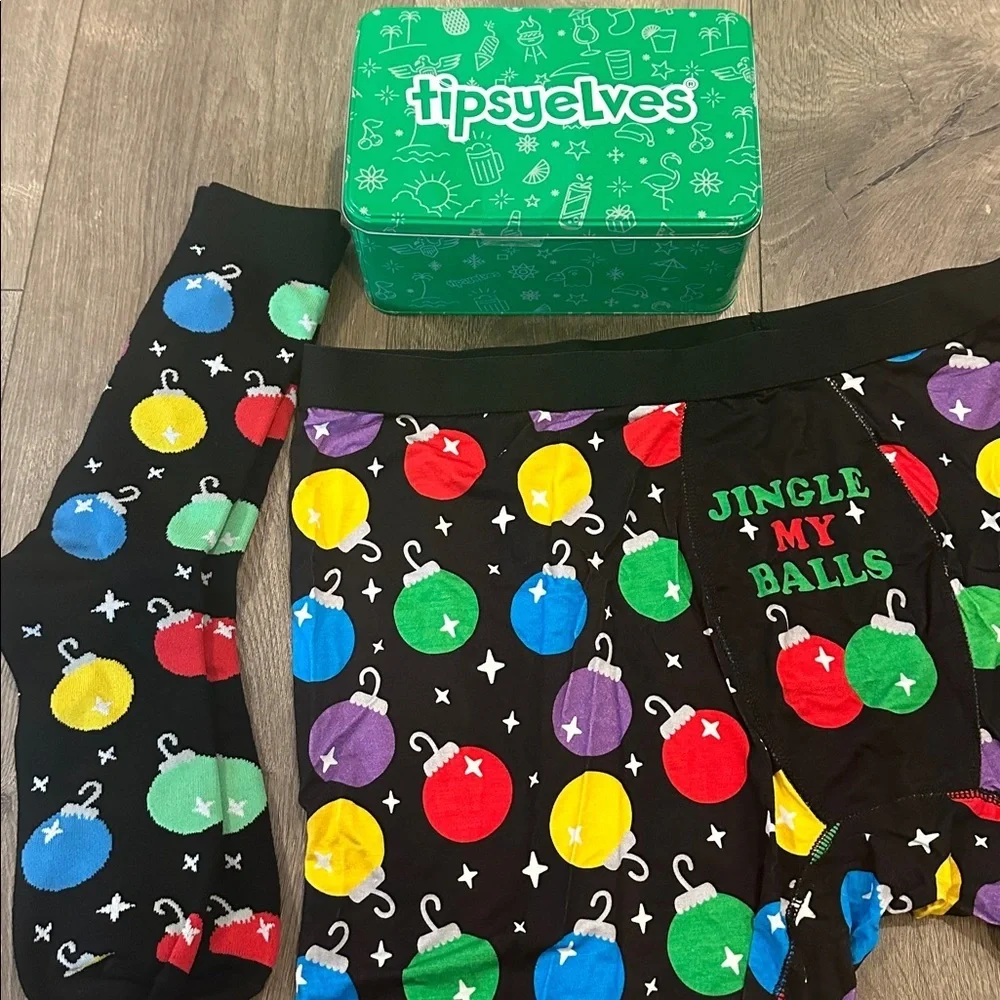 Tipsy Elves Jingle My Balls Bulb boxers & socks gift set